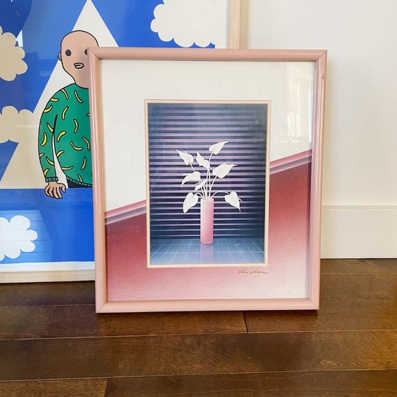 Vintage 80s Art & Frame by Carlos Rios - Picture 1 of 3